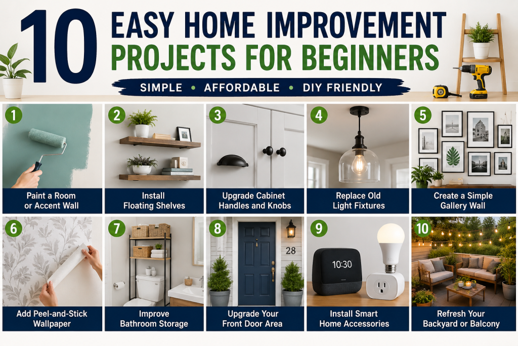 10 Easy Home Improvement Projects for Beginners